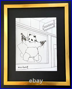 Banksy + Signée Panda Imprimé Encadré + Acheter It Aujourd'Hui