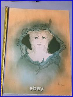 Beau Lot De 4 Gravures Lithographie Jean Heine Jeune Femme Fille Sur Papier Art