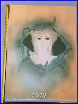 Beau Lot De 4 Gravures Lithographie Jean Heine Jeune Femme Fille Sur Papier Art