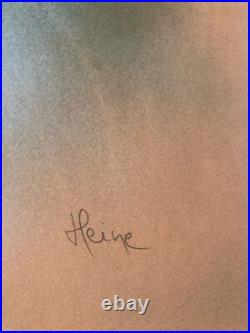 Beau Lot De 4 Gravures Lithographie Jean Heine Jeune Femme Fille Sur Papier Art