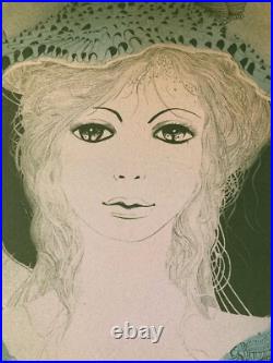 Beau Lot De 4 Gravures Lithographie Jean Heine Jeune Femme Fille Sur Papier Art