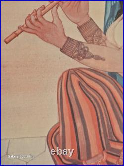 Belle Affiche Orientaliste Musicienne Du Peintre Tunisien Ben Abdallah Jellal