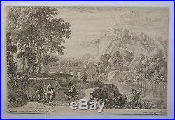 Belle Eau Forte Originale XVIIème par Herman van Swanevelt Paysage d'Italie