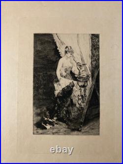 Belle Gravure Daniel Mordant Femme A La Toilette XIX 1880 Lithographie Ancien