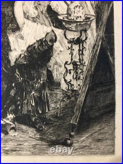 Belle Gravure Daniel Mordant Femme A La Toilette XIX 1880 Lithographie Ancien