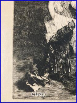 Belle Gravure Daniel Mordant Femme A La Toilette XIX 1880 Lithographie Ancien
