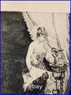 Belle Gravure Daniel Mordant Femme A La Toilette XIX 1880 Lithographie Ancien