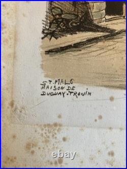 Belle Gravure Derveaux Saint Malo Ville Rue Art Ancien 1945 Estampe Lithographie Belle Gravure Derveaux Saint Malo Ville Rue Art Ancien 1945 Estampe Lithographie