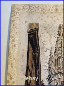 Belle Gravure Derveaux Saint Malo Ville Rue Art Ancien 1945 Estampe Lithographie