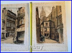 Belle Gravure Derveaux Saint Malo Ville Rue Art Ancien 1945 Estampe Lithographie