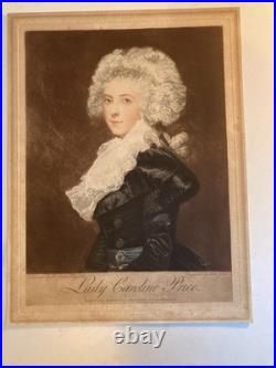 Belle Gravure Portrait XVIIIe Lady Caroline Price John Jones Estampe Art Ancien