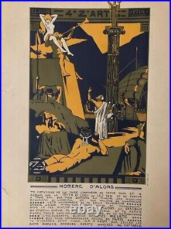 Belle Gravure lithographie 1914 Invitation Bal Des Quat'z'arts Beaux Art Homere