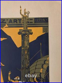 Belle Gravure lithographie 1914 Invitation Bal Des Quat'z'arts Beaux Art Homere