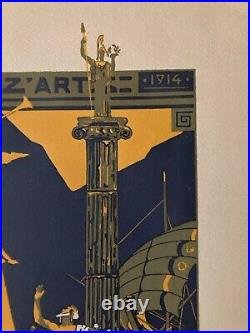 Belle Gravure lithographie 1914 Invitation Bal Des Quat'z'arts Beaux Art Homere