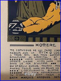 Belle Gravure lithographie 1914 Invitation Bal Des Quat'z'arts Beaux Art Homere