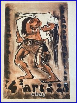 Belle Gravure lithographie Affiche 1928 Invitation Bal Des Quat'z'arts Ancien