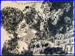 Belle Gravure lithographie Venise et le Saltimbanque de Théo Tobiasse 1970 Art