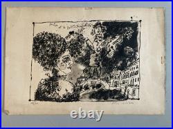 Belle Gravure lithographie Venise et le Saltimbanque de Théo Tobiasse 1970 Art