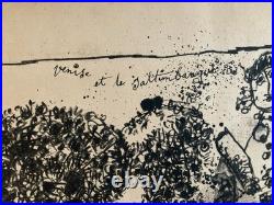 Belle Gravure lithographie Venise et le Saltimbanque de Théo Tobiasse 1970 Art