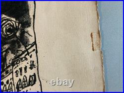 Belle Gravure lithographie Venise et le Saltimbanque de Théo Tobiasse 1970 Art