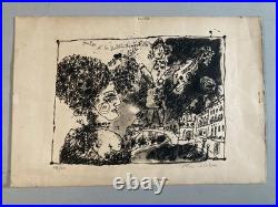 Belle Gravure lithographie Venise et le Saltimbanque de Théo Tobiasse 1970 Art