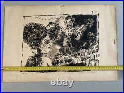 Belle Gravure lithographie Venise et le Saltimbanque de Théo Tobiasse 1970 Art