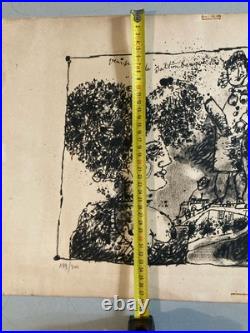 Belle Gravure lithographie Venise et le Saltimbanque de Théo Tobiasse 1970 Art