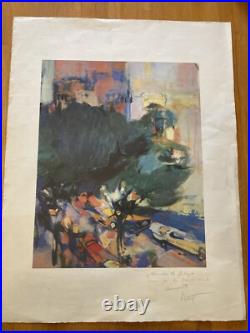 Belle Lithographie Arlette Le More Gravure Signée Voiture Expressionnisme Art