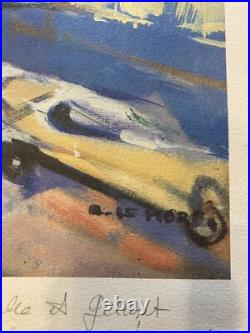 Belle Lithographie Arlette Le More Gravure Signée Voiture Expressionnisme Art