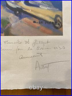 Belle Lithographie Arlette Le More Gravure Signée Voiture Expressionnisme Art