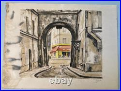 Belle Lithographie Takanori Oguiss Gravure Signée Paris Japon Art France Rue