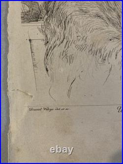 Belle Lithographie signée Daniel Vierge Gravure Estampe Art Ancien Musique Notes