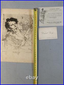 Belle Lithographie signée Daniel Vierge Gravure Estampe Art Ancien Musique Notes