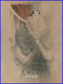 Belle lithographie Gravure Signée Henri De Toulouse Lautrec Femme Portrait, 1950