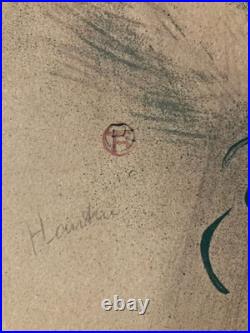 Belle lithographie Gravure Signée Henri De Toulouse Lautrec Femme Portrait, 1950