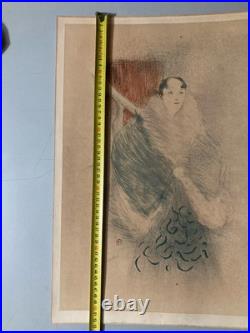 Belle lithographie Gravure Signée Henri De Toulouse Lautrec Femme Portrait, 1950