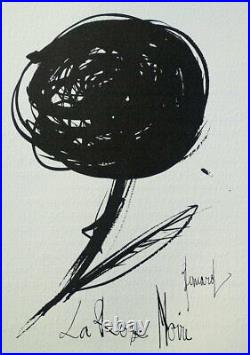 Bernard BUFFET La rose noire GRAVURE signée, 1961, 197ex