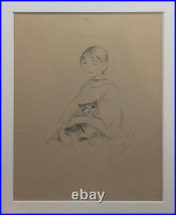 Berthe Morisot, Julie Manet au chat, Lithogravure originale, Signée, 1889