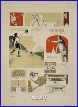 Berthold Löfler (d'après) Planche 74 de Allegorien Vers 1900 44 x 35 cm