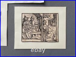 Bois gravés, trois gravures anciennes, XVIe