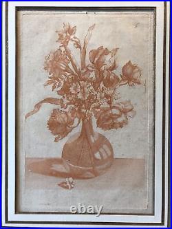 Bouquet de fleurs sur un entablement, signée P, XVIII ème Siécle