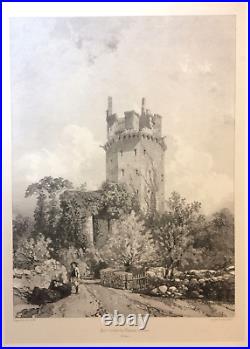 Bretagne, porte entrée château d'Elven, lithographie Cicéri