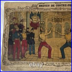 Brevet de contre-pointe Estampe sur papier coloriée à la main, XIXe et avant