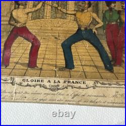 Brevet de contre-pointe Estampe sur papier coloriée à la main, XIXe et avant