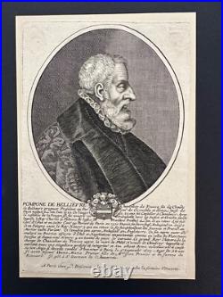 C15/89-GRAVURE ORIG-POMPONE DE BELLIEVRE-CHANCELIER DE FRANCE-HOMME D'ÉTAT-18e