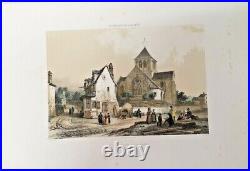 C5-LITHO ORG-AQUARELLÉE MAIN-NORMANDIE-ÉGLISE St GERMAIN A PONT-AUDEMER-1852