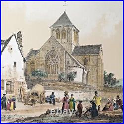 C5-LITHO ORG-AQUARELLÉE MAIN-NORMANDIE-ÉGLISE St GERMAIN A PONT-AUDEMER-1852