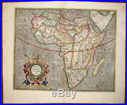 CARTE ANCIENNE ORIGINALE DU CONTINENT D'AFRIQUE par Mercator 1610 antic old map