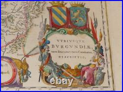 CARTE GEOGRAPHIQUE XVIIe BLAEU / BURGUNDIAE BOURGOGNE (Ca 1640)