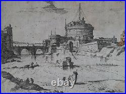 CASTELLO SANT ANGELO Roma GRAVURE Willem Adriaensz. Van Nieulandt II ITALIE 1605